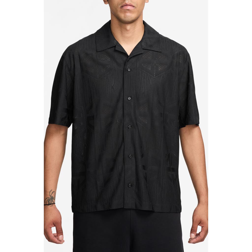 JORDAN JORDAN FLIGHT JACQUARD SHORT SLEEVE BUTTON-UP SHIRT