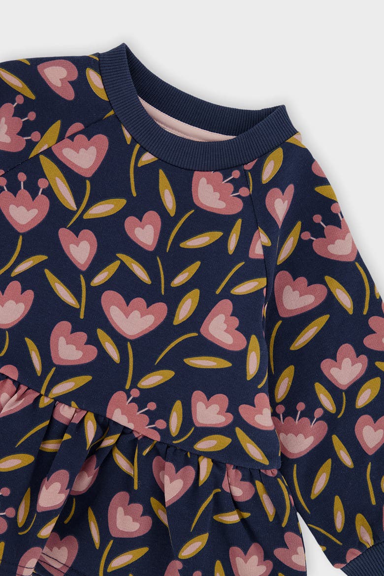 French Terry Peplum Hem Raglan Sleeve Top, Alternate, color, Blue Tulip Print