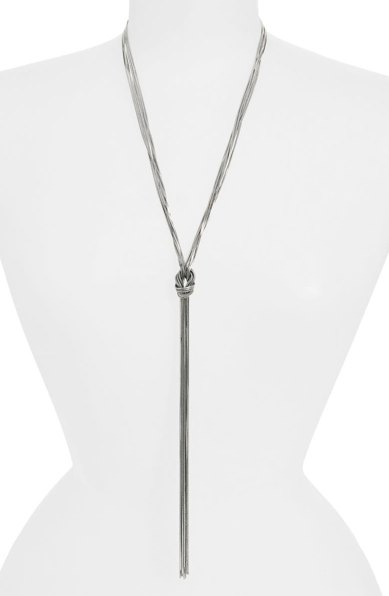 NORDSTROM RACK Multi Strand Knotted Y-Necklace, Alternate, color, Silver