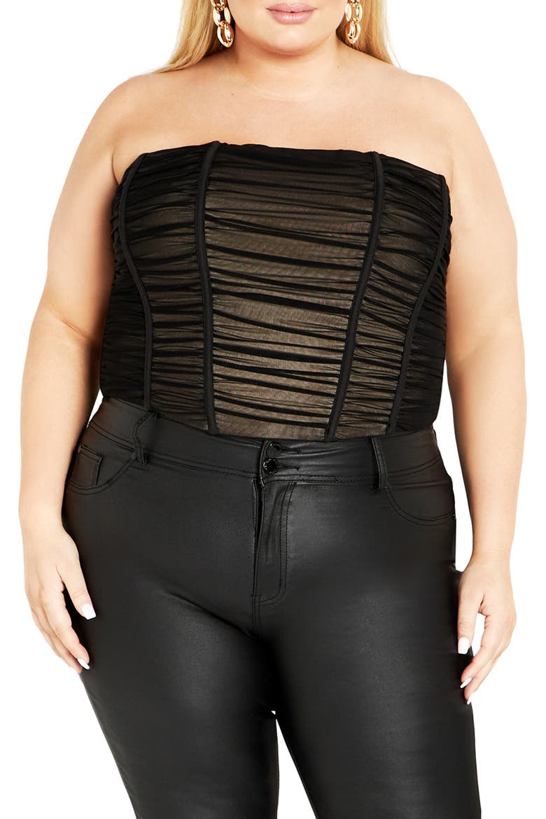 Maise Strapless Corset Top, Main, color, BLACK