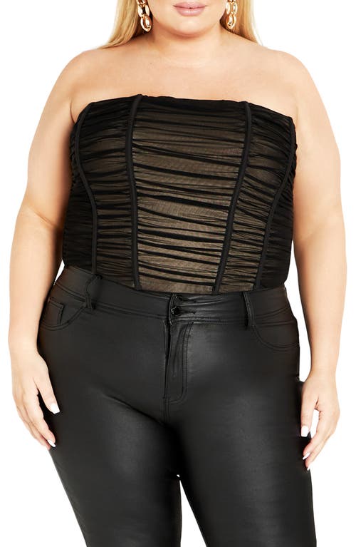 City Chic Maise Strapless Corset Top In Black