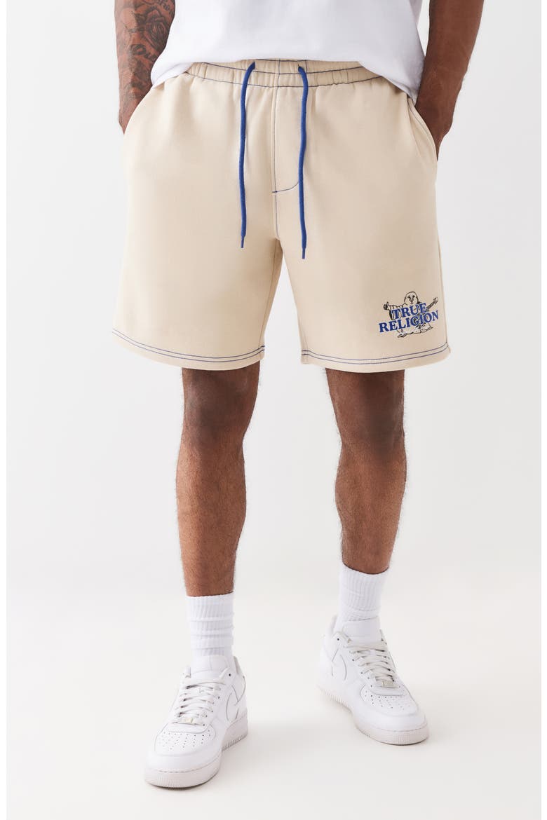 Buddha Contrast Fleece Shorts, Main, color, FOG
