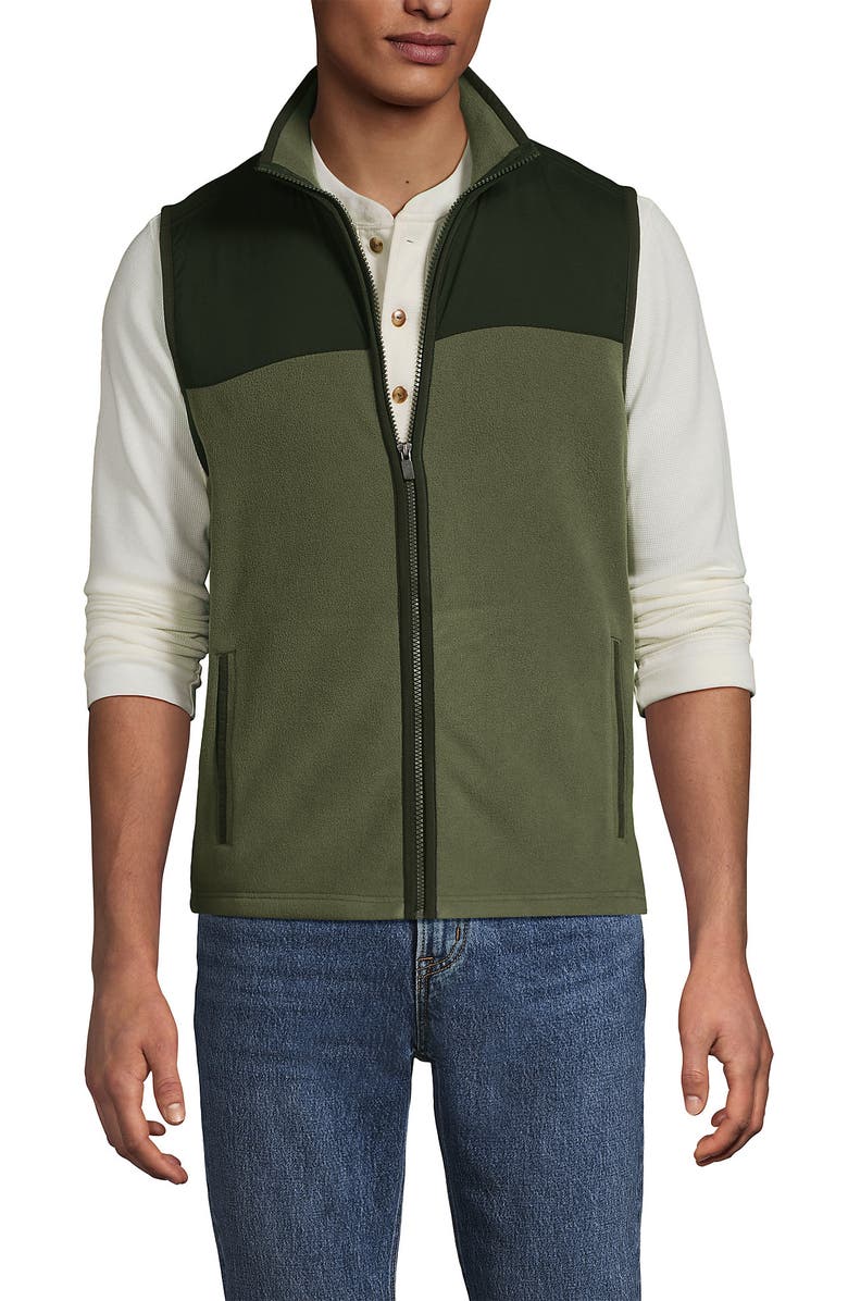 Lands' End Anyweather RainDefense Fleece Vest, Main, color, River Stone Green