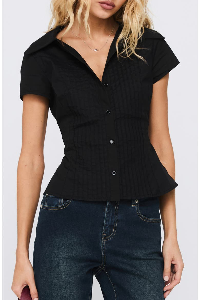 Akiyo Front Button Top, Main, color, BLACK
