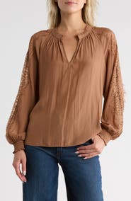 Ramy Brook Agatha Lace Trim Top