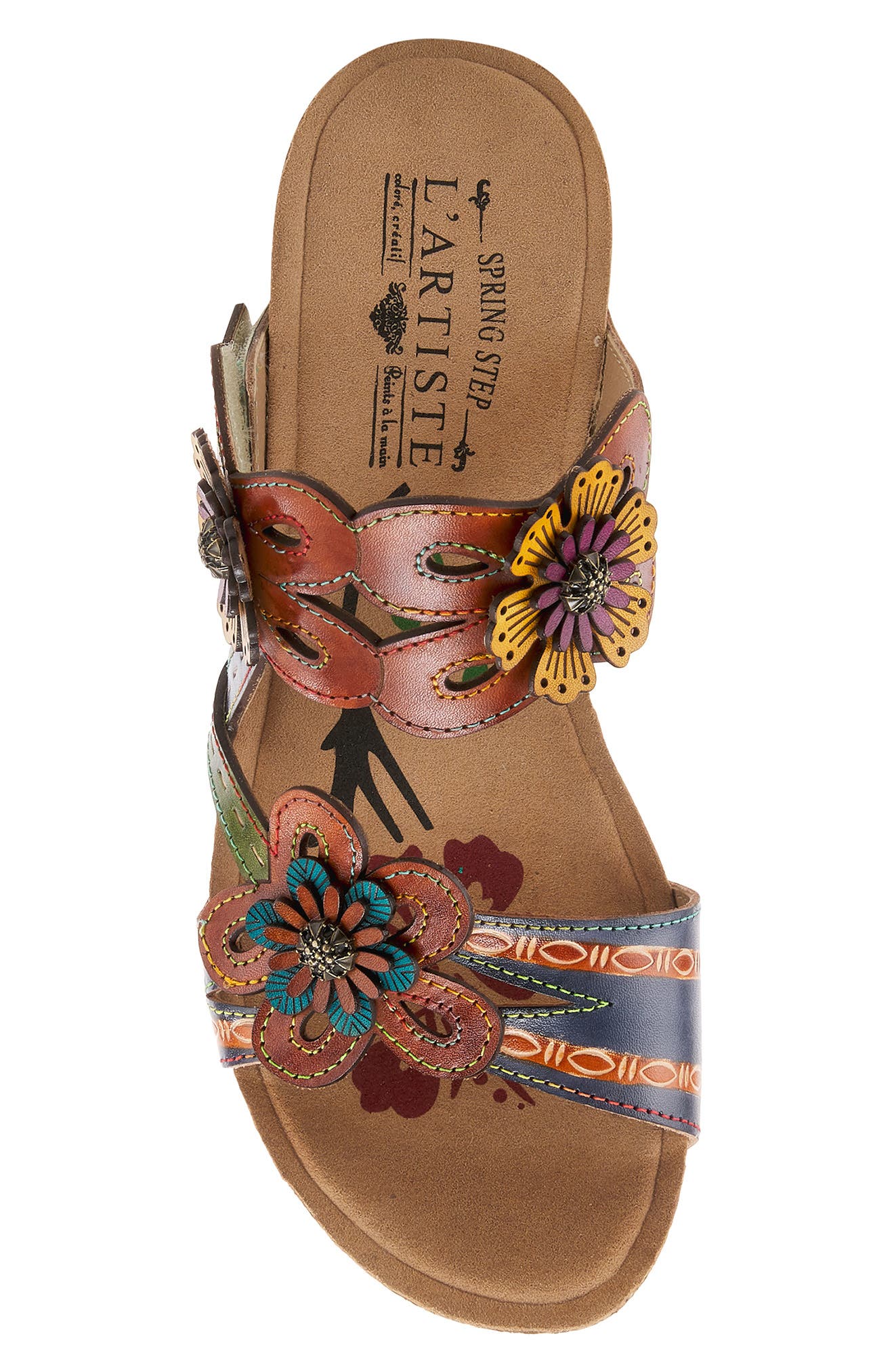 Spring Step Carswan Floral Leather Wedge Sandal (Women) | Nordstromrack