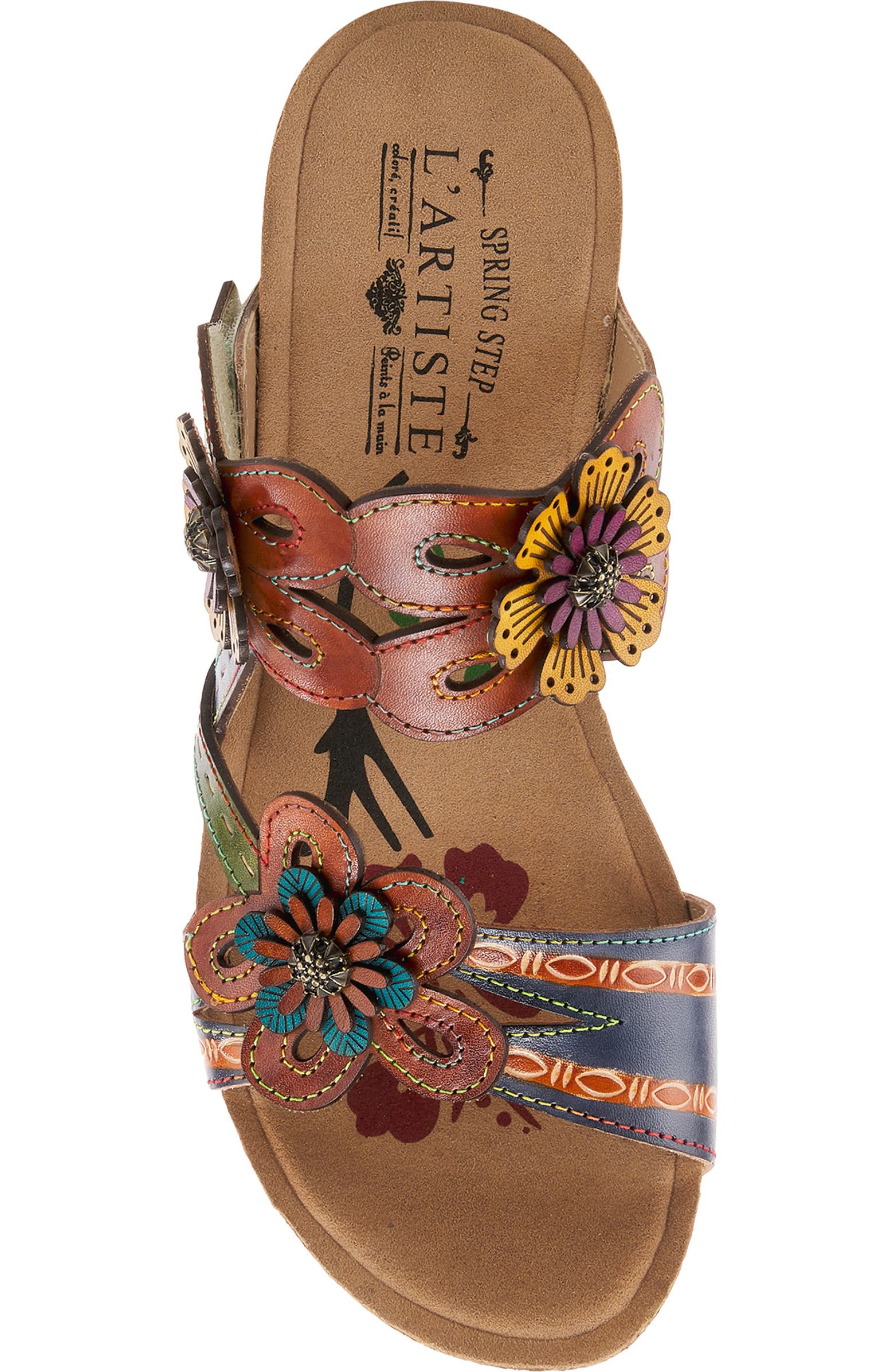 Spring Step Carswan Floral Leather Wedge Sandal (Women) | Nordstromrack