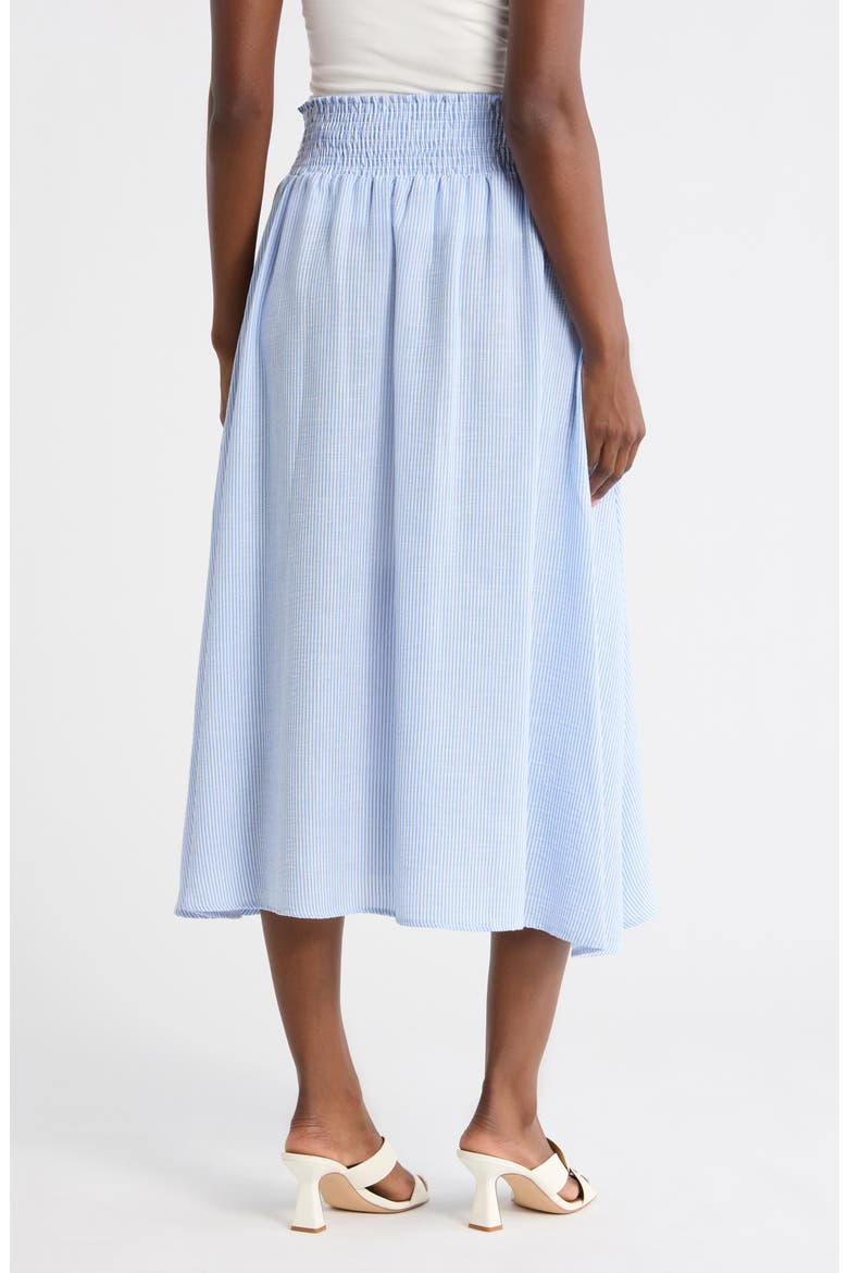 Smocked Waist Midi Skirt, Alternate, color, LIGHT BLUE