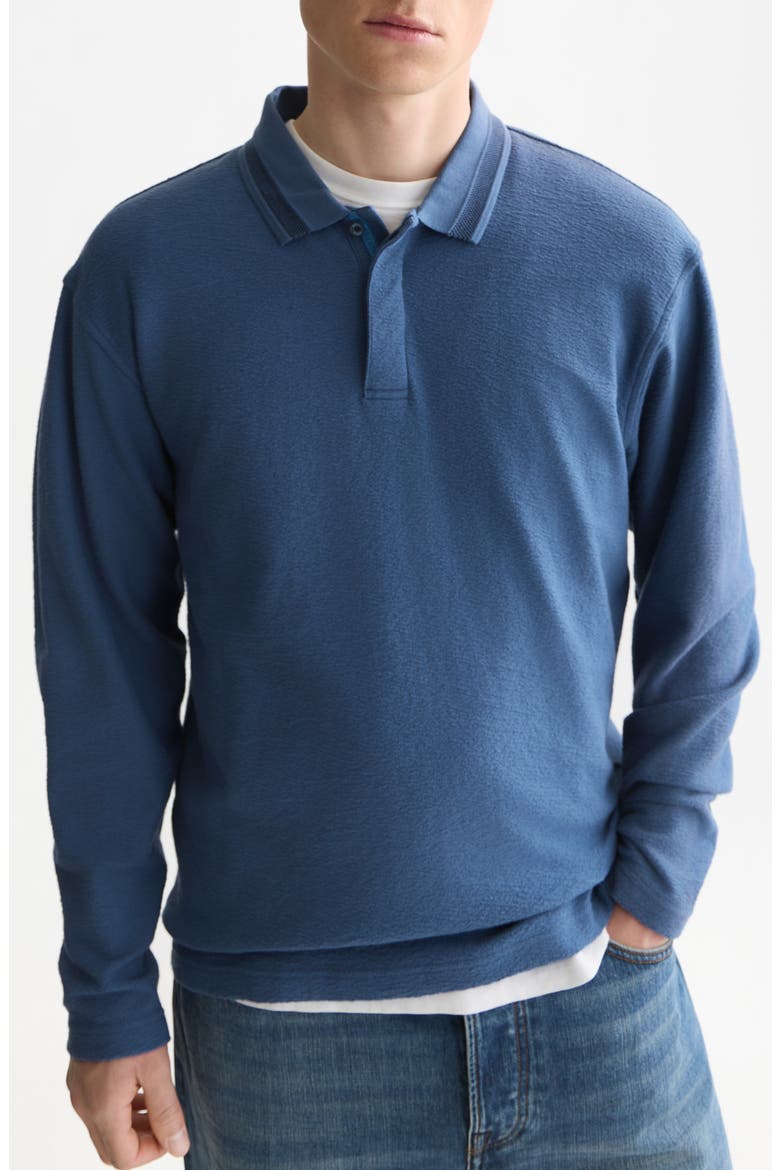 Long Sleeve Structured Cotton Polo, Main, color, ENSIGN BLUE