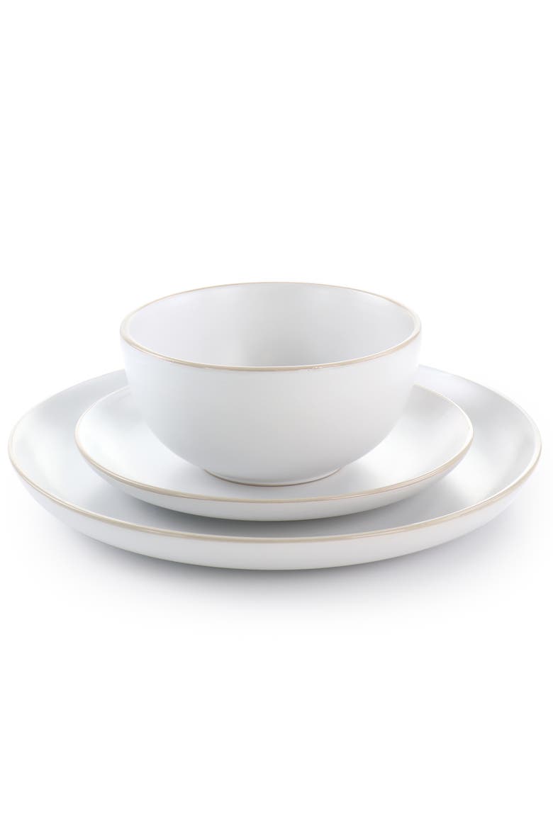 Rockaway 12 Piece Stoneware Dinnerware Set, Alternate, color, White