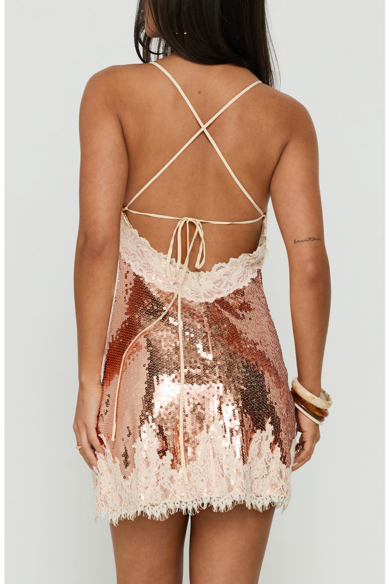 Call My Lover Lace Sequin Minidress, Alternate, color, GOLD SEQUIN
