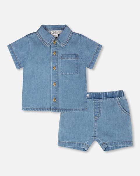 Light Blue Chambray Top and Short Set (Baby)