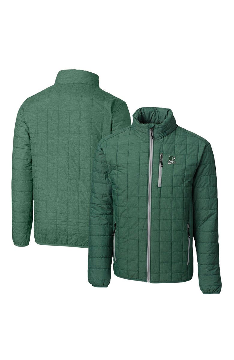 Cutter & Buck Heather Green Portland State Vikings Primary Team Logo Rainier PrimaLoft Eco Insulated Full-Zip Puffer Jacket, Main, color, 