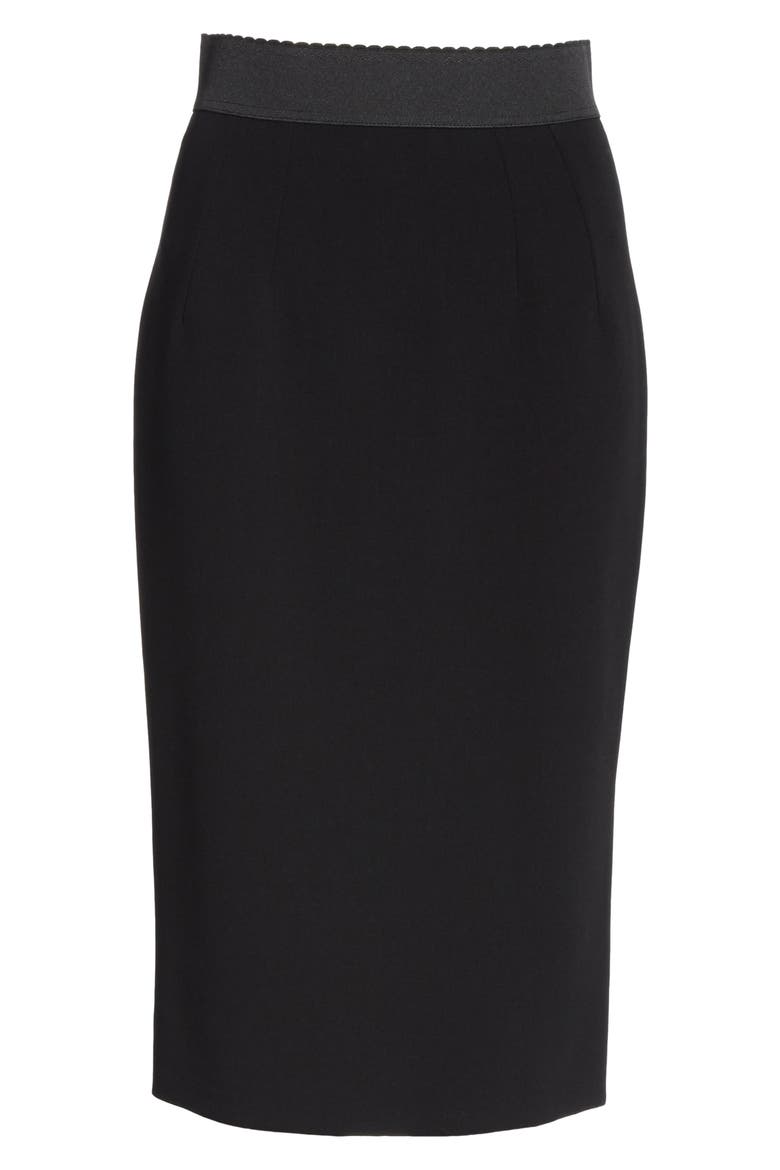 Stretch Wool Pencil Skirt, Alternate, color, BLACK