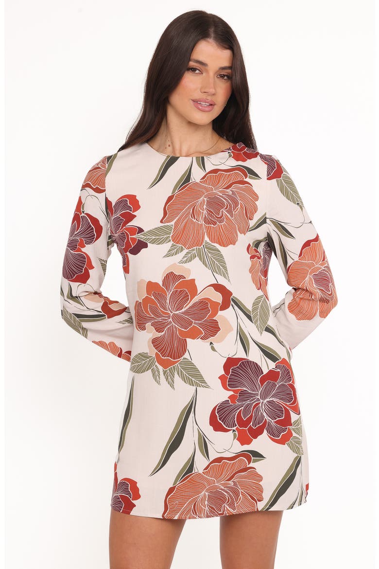 Elanira Floral Long Sleeve Minidress, Alternate, color, FALL FLORAL