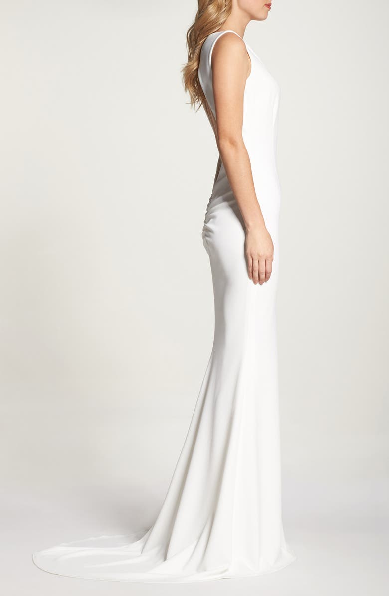 Noel and Jean by Katie May Theo Low Back Crepe Mermaid Gown, Alternate, color,