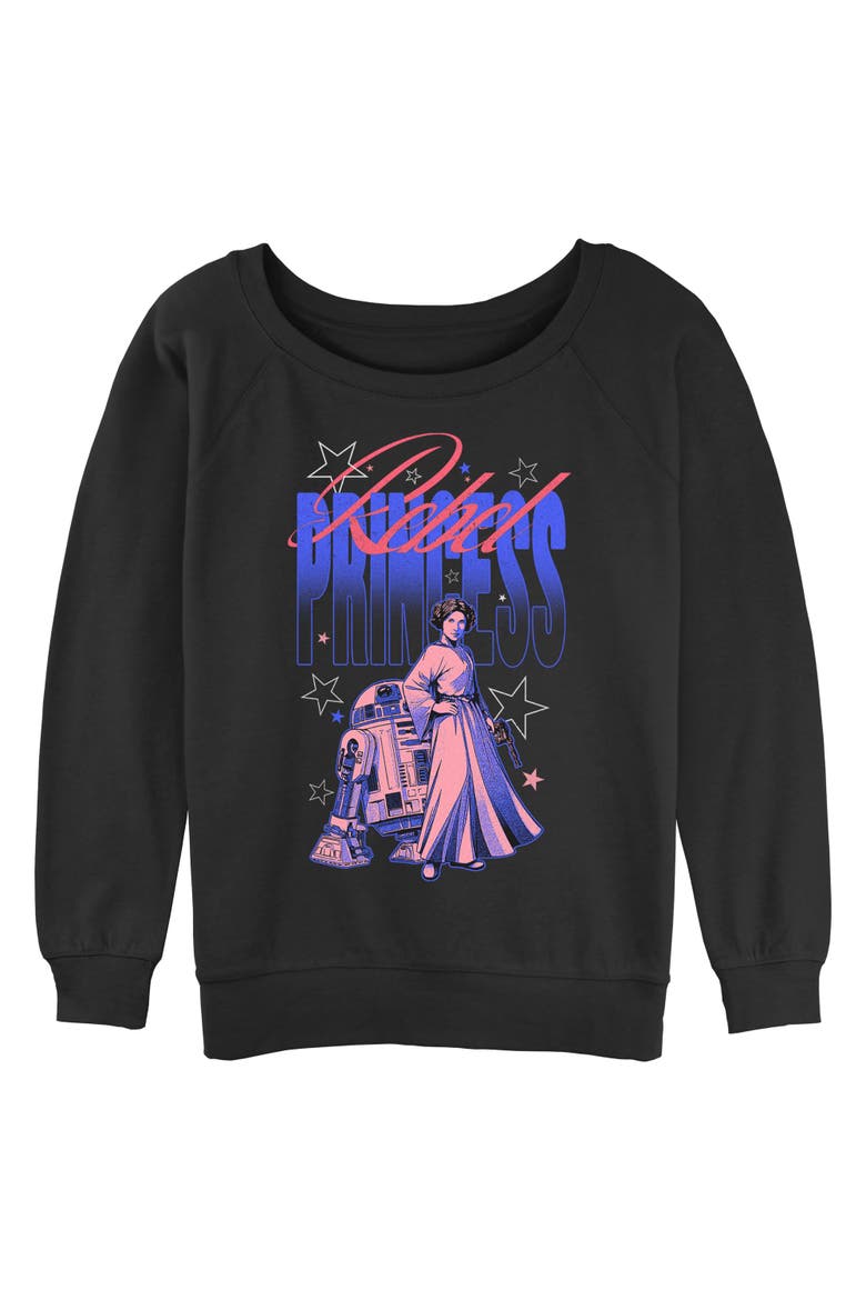 Junior's Star Wars Rebel Princess Stars  Sweatshirt, Main, color, Black