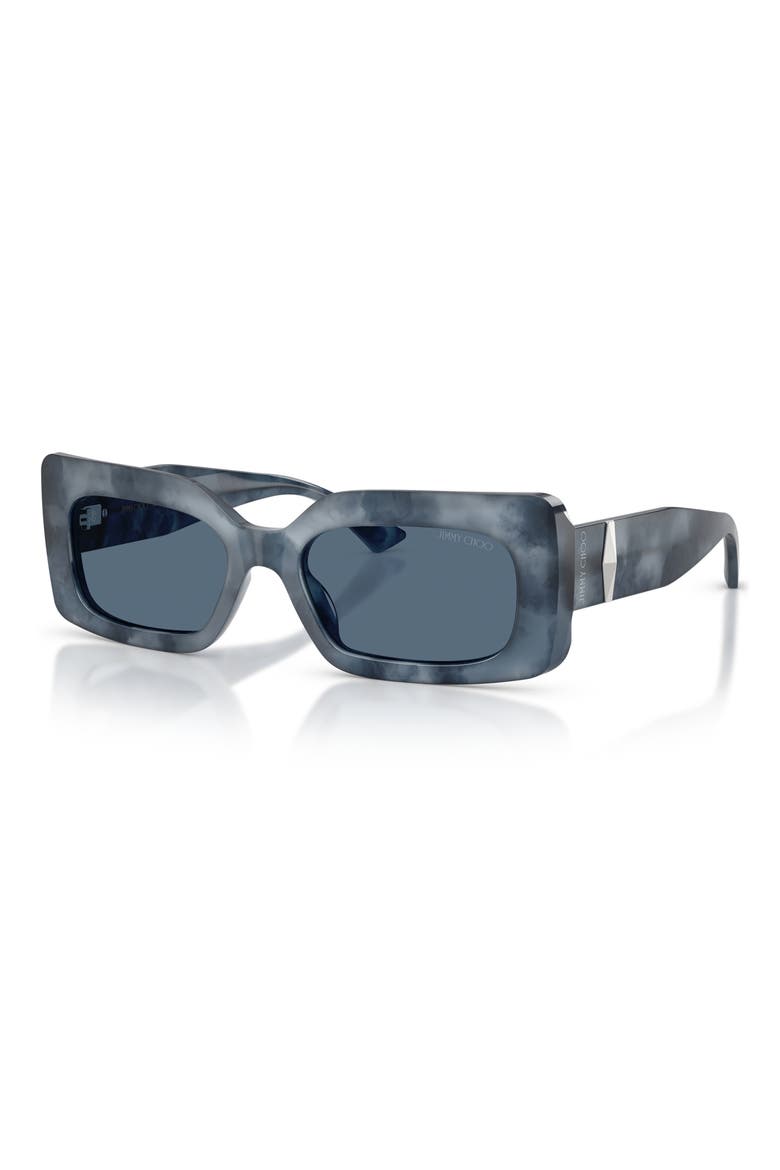 53mm Rectangular Sunglasses, Alternate, color, NAVY BLUE HAVANA / DARK BLUE