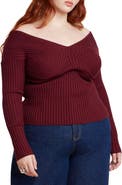 ELOQUII Bust-Stitch Off The Shoulder Sweater