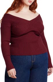 ELOQUII Bust-Stitch Off The Shoulder Sweater