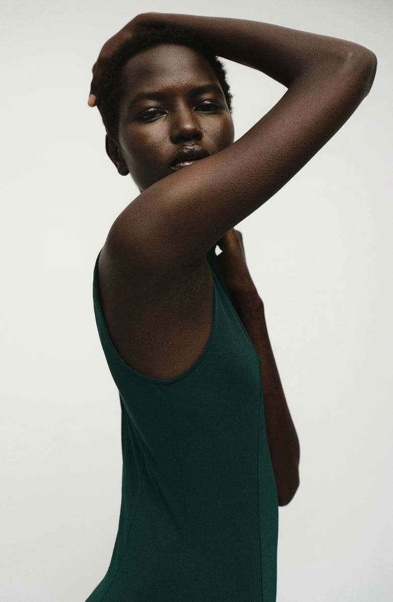 MANGO Godet Sleeveless Midi Dress, Alternate, color, Dark Green