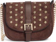 London Fog Studded Faux Suede Camera Bag