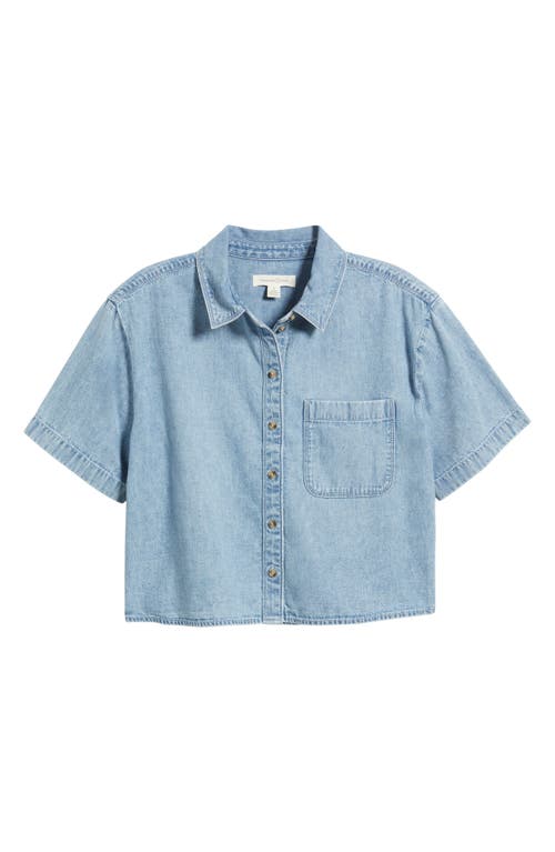 Treasure & Bond Short Sleeve Denim Button-up Shirt In Light Wash