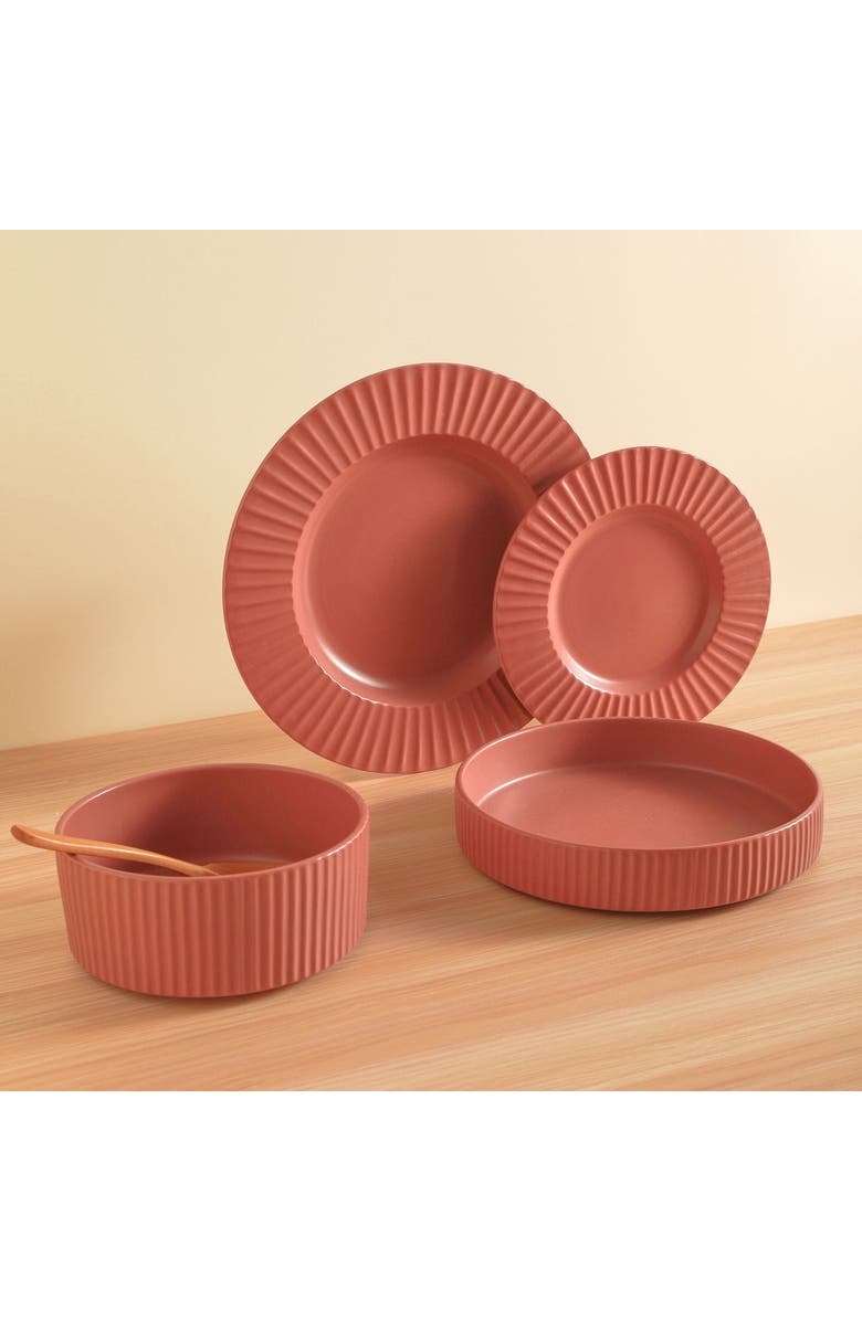 Christian Siriano Lusso Stoneware 32-Piece Dinnerware Set, Alternate, color, Redwood 16-Piece