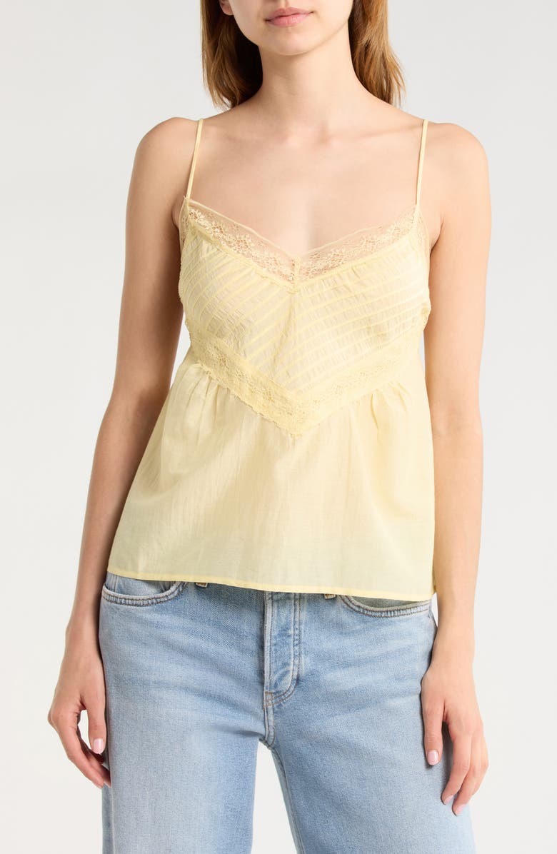 Re/Done Sofia Lace Trim Camisole, Main, color, Shortbread