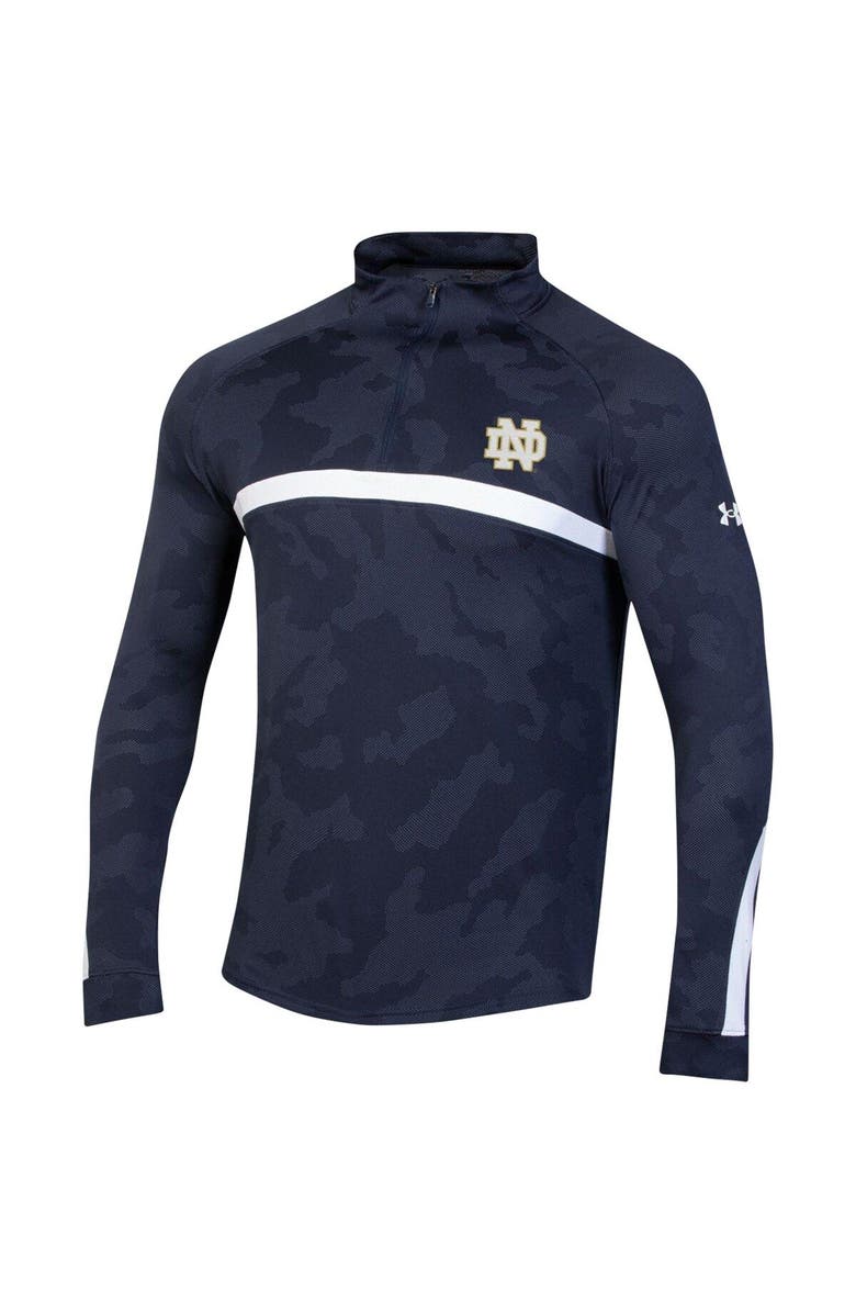 Under Armour Men's Under Armour Navy Notre Dame Fighting Irish Game Day Camo Raglan Quarter-Zip Top, Alternate, color, 