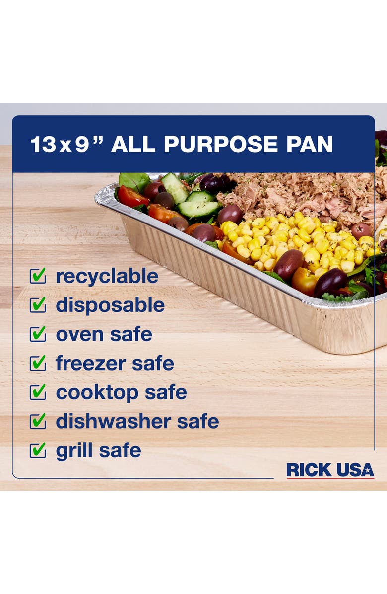 RICK USA 13x9 Inch Aluminum All Purpose Pan, 25 Pack, Alternate, color, Gray