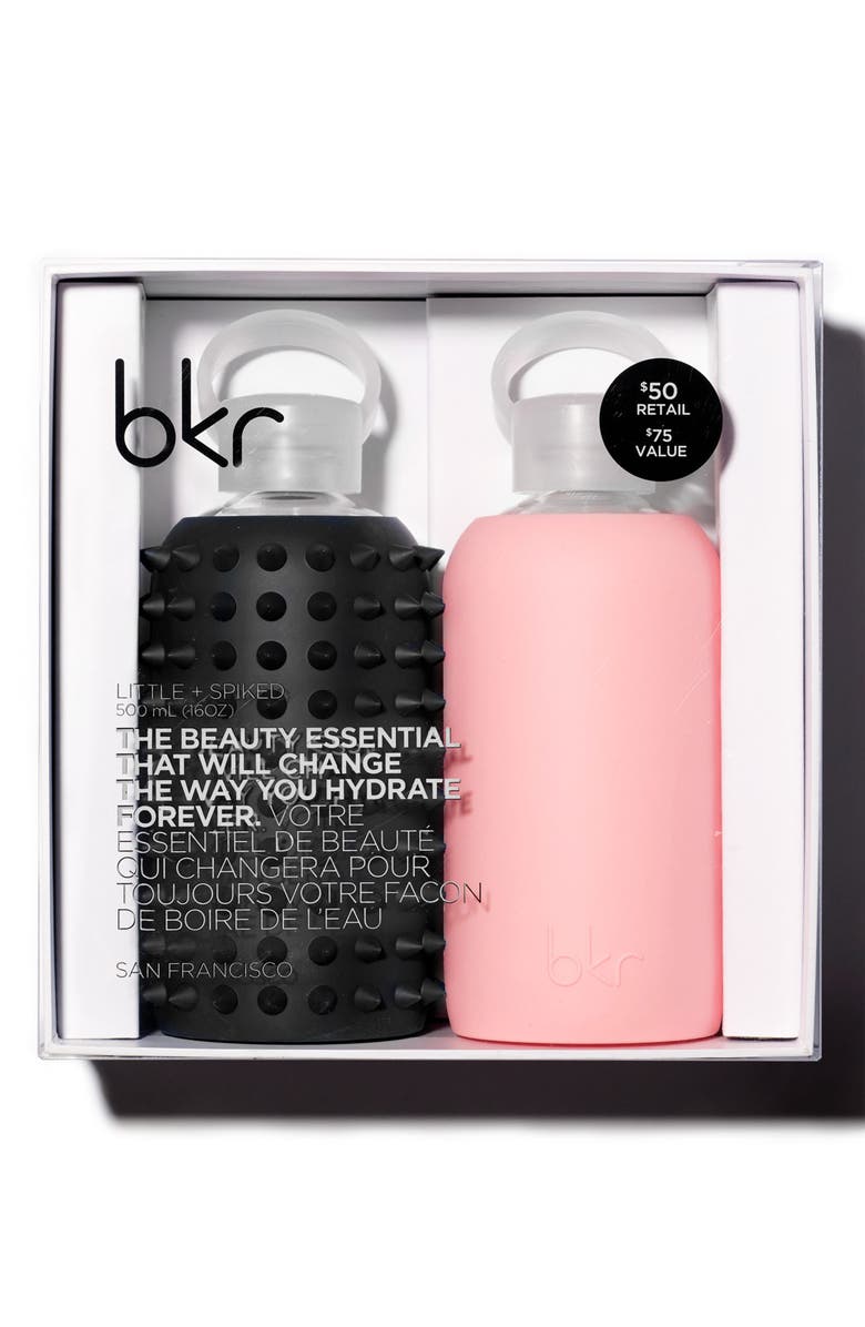 bkr <sup>®</sup> Spike Jet & Elle 16-Ounce Silicone Glass Water Bottle Duo, Alternate, color, 