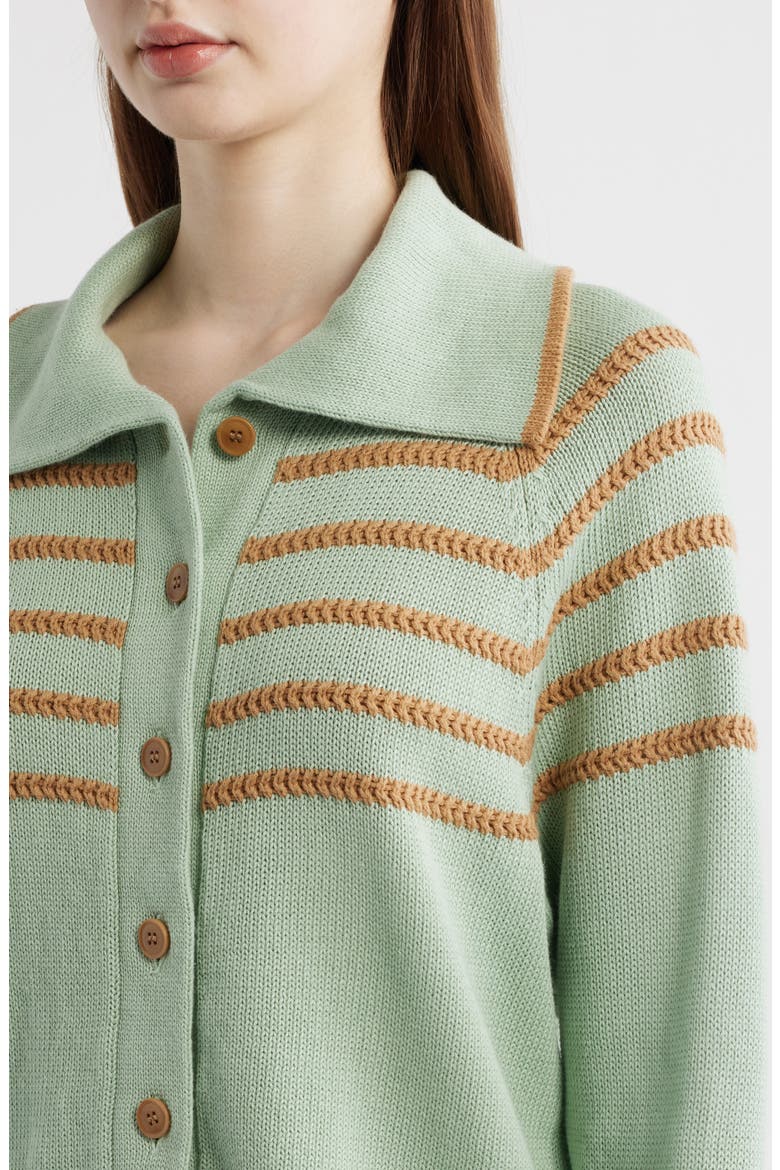 The Scholar Crochet Stripe Cardigan, Alternate, color, SEAFOAM