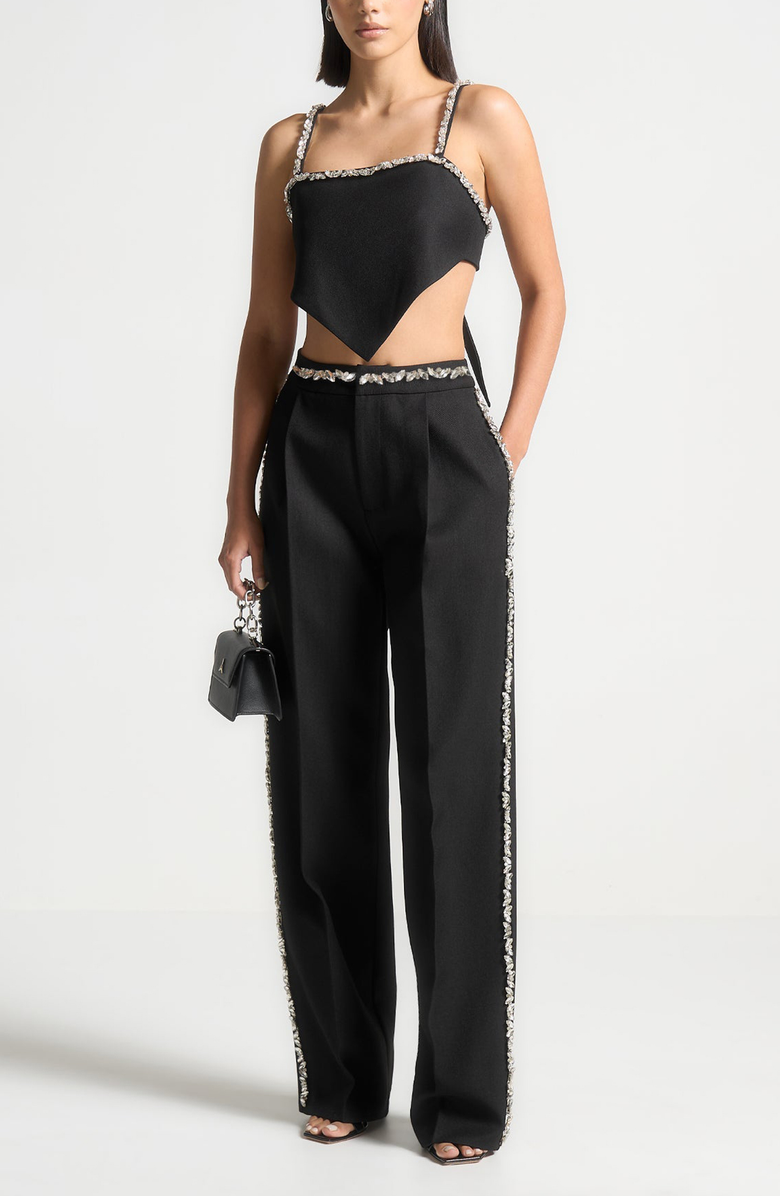 Manière De Voir Eloise Embellished Strap Handkerchief Top, Alternate, color, Black