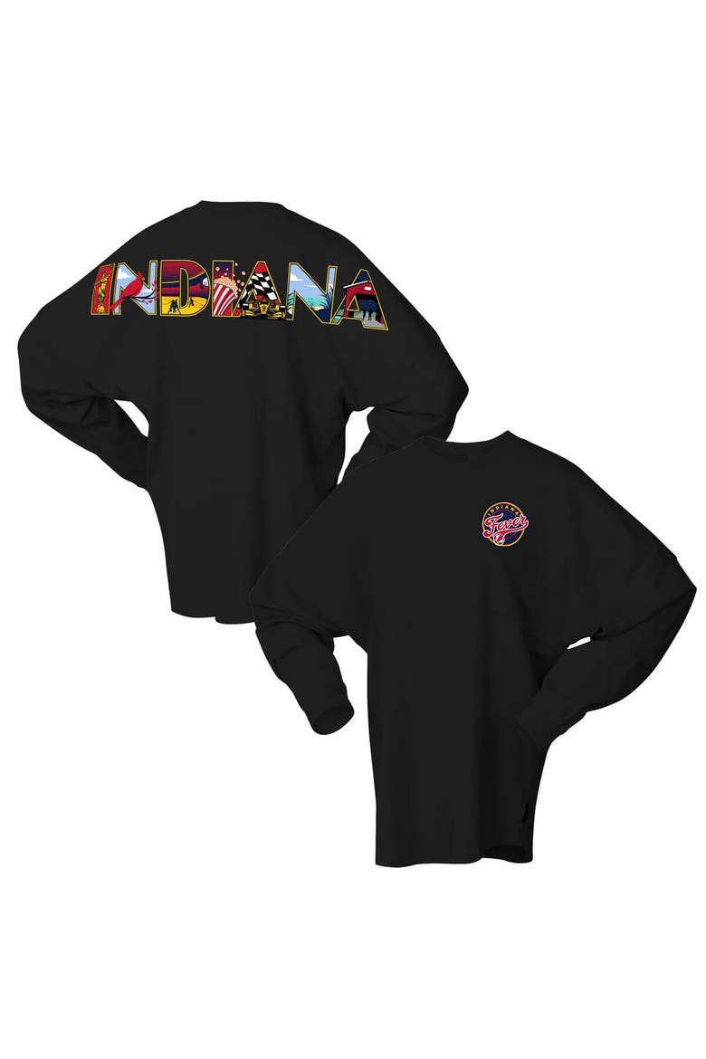 Women's Spirit Jersey Black Indiana Fever Oversized Preppy City Long Sleeve T-Shirt, Main, color, Black