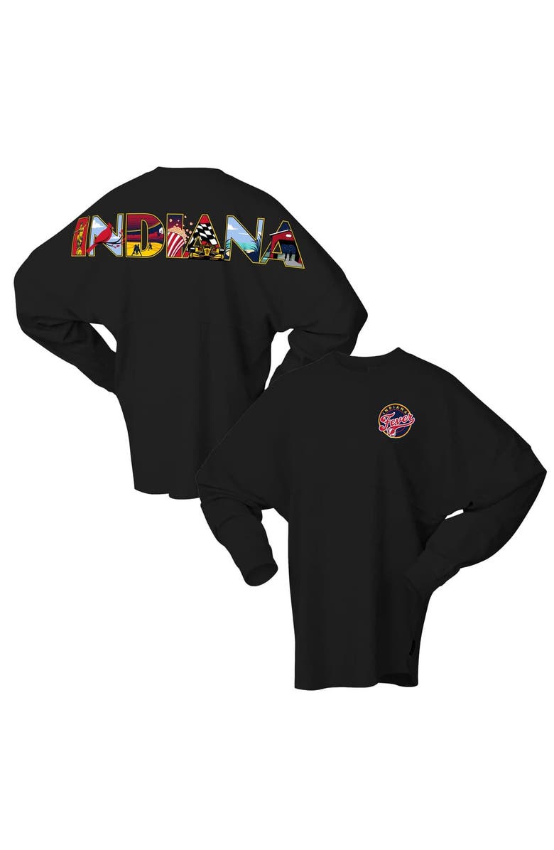 SPIRIT JERSEY Women's Spirit Jersey Black Indiana Fever Oversized Preppy City Long Sleeve T-Shirt, Main, color, Black