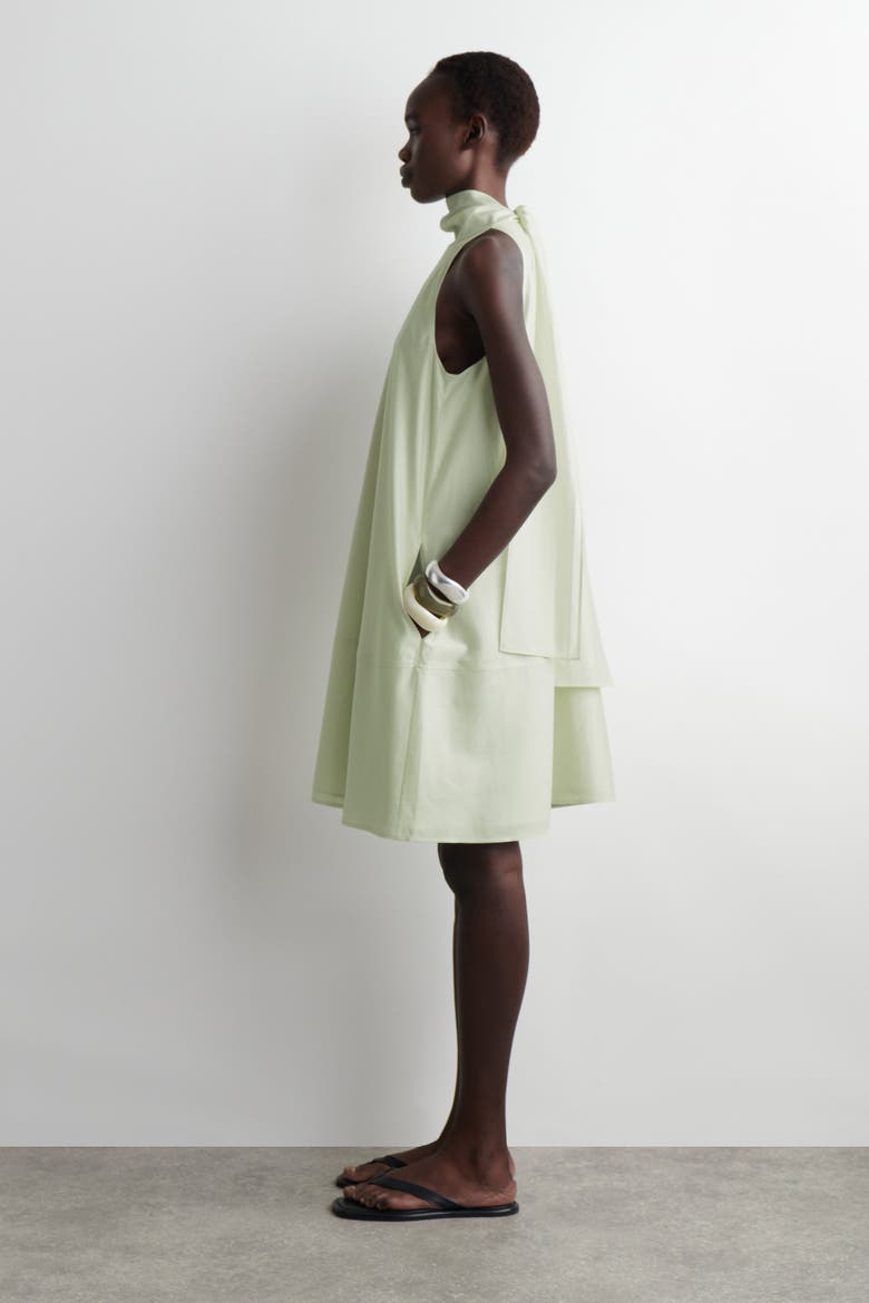 Fluid Halterneck Mini Dress, Alternate, color, LIGHT GREEN