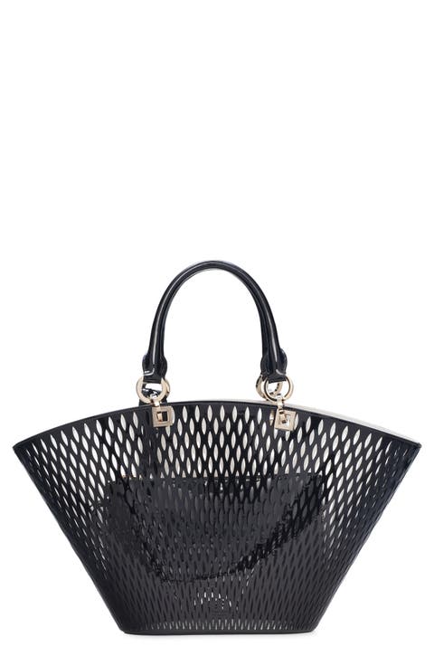 Medium Cutout Patent Leather Panier Tote