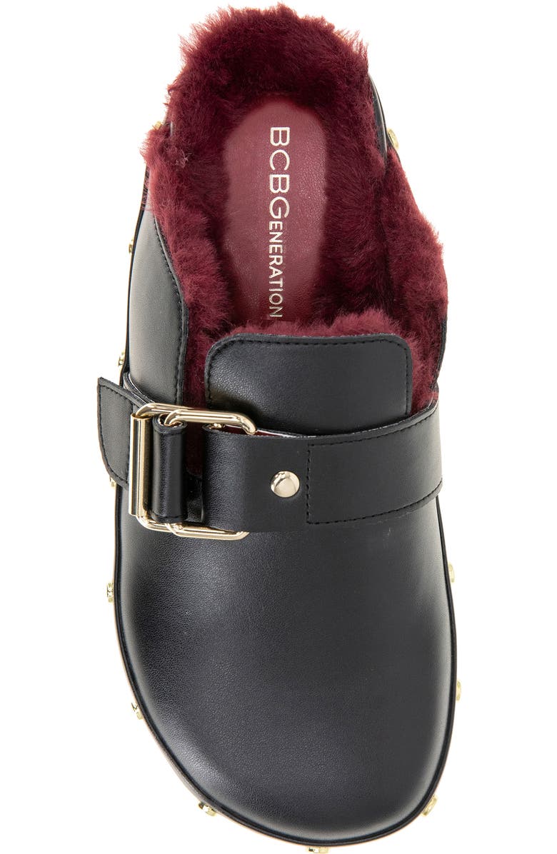 BCBGeneration Haisley Clog, Alternate, color, Black Faux Fur