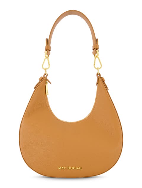 Gold Plated Hardware Grain Leather Hobo Bag