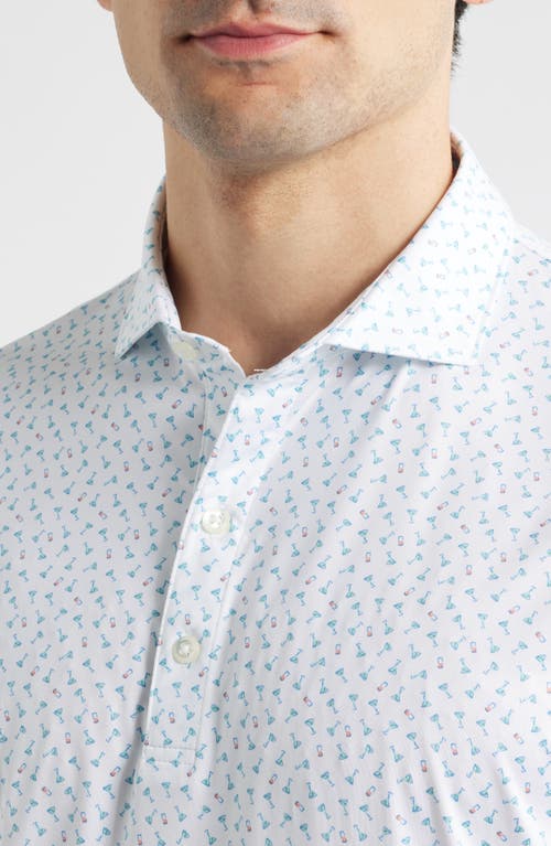Johnnie-o Tini Dancer Martini Print Featherweight Performance Polo In White