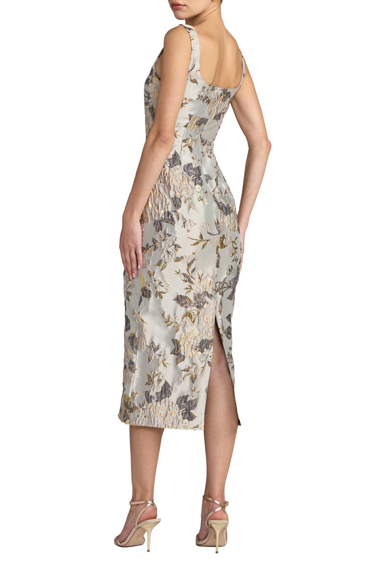 Brocade Sleeveless Square Neck Midi Dress, Alternate, color, Platinum Multi