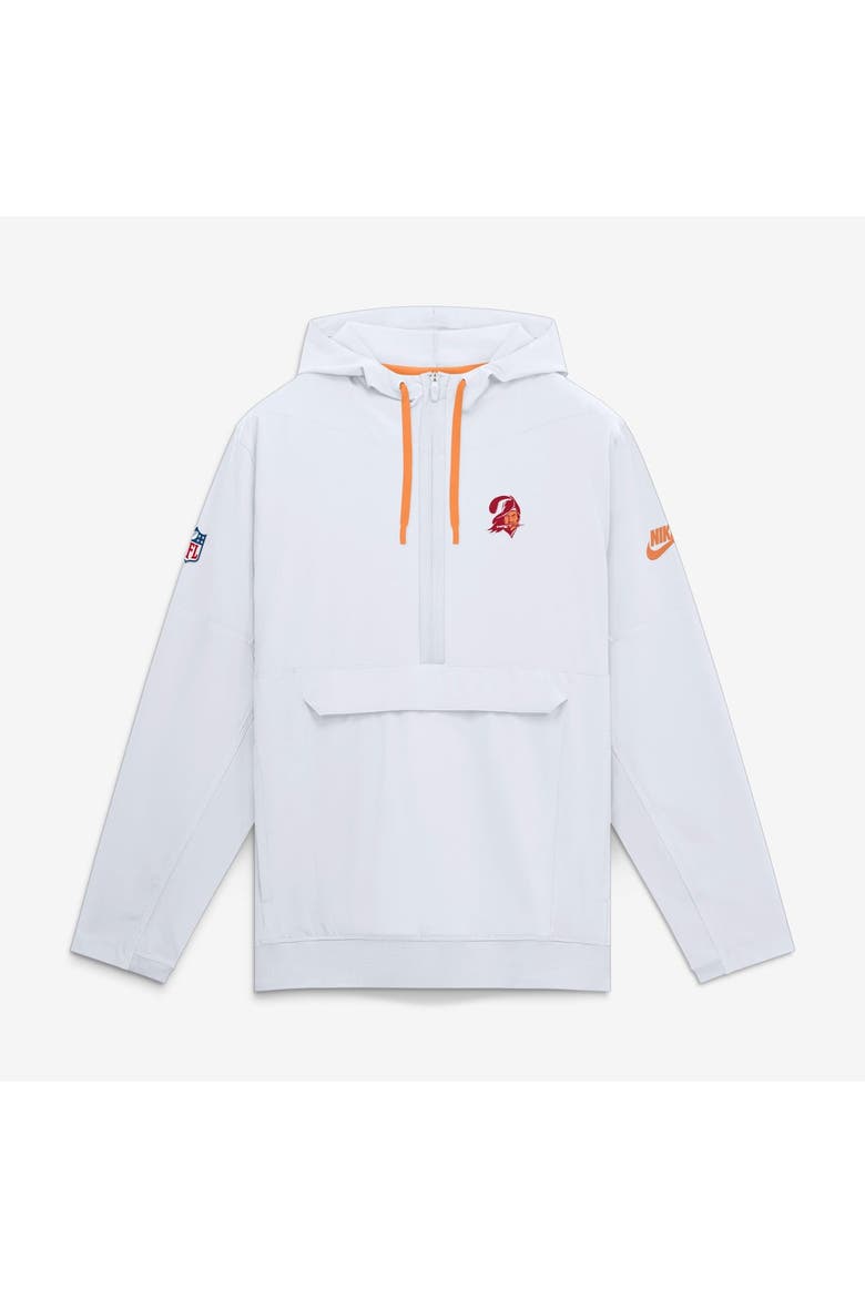 Men's Nike White Tampa Bay Buccaneers Sideline Broken Rules Alternate Anorak Half-Zip Hooded Jacket, Main, color, White