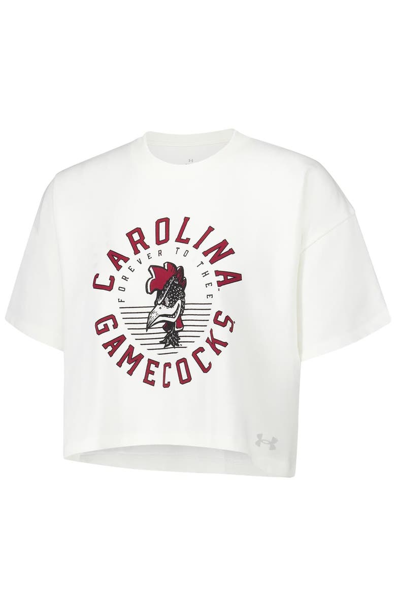 Under Armour Women's Under Armour Cream South Carolina Gamecocks Iconic Heavyweight Soft Boxy Cropped T-Shirt, Alternate, color,