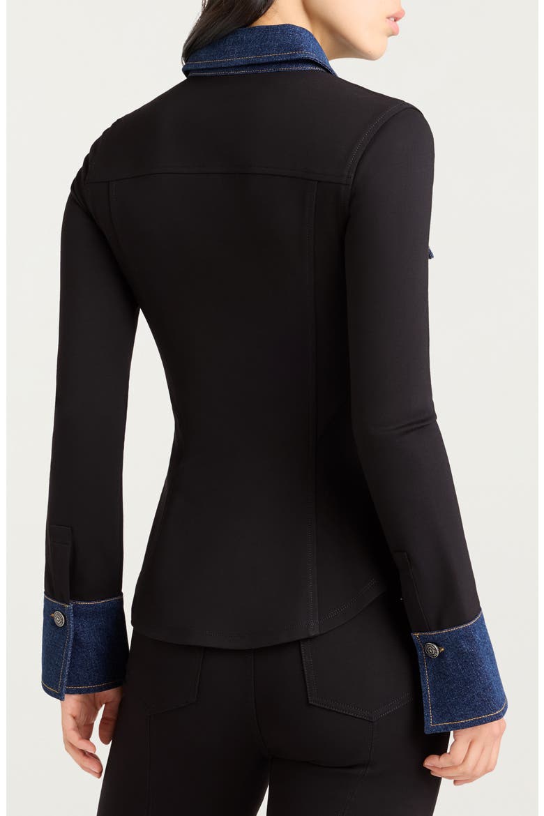 Aliza Denim Trim Shirt, Alternate, color, BLACK/ FONTAINE