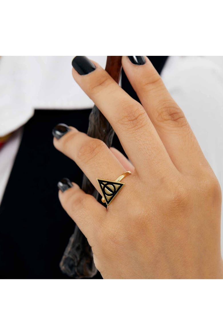Deathly Hallows Ring, 18KT Yellow Flash Plated, Size 6, Alternate, color, Gold