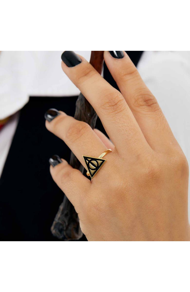 HARRY POTTER Deathly Hallows Ring, 18KT Yellow Flash Plated, Size 6, Alternate, color, Gold