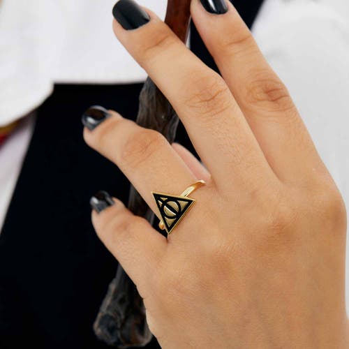 Harry Potter Deathly Hallows Ring, 18kt Yellow Flash Plated In Gold