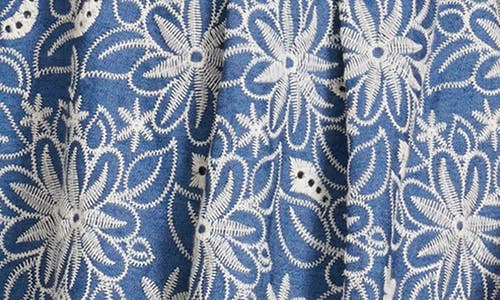 Kensie Embroidered Chambray Dress