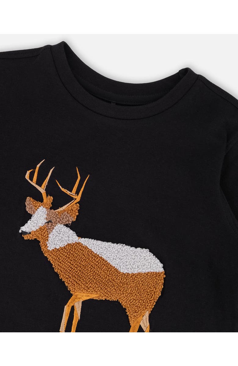 Deux par Deux Organic Cotton T-Shirt with Boucle Deer Applique, Alternate, color, 